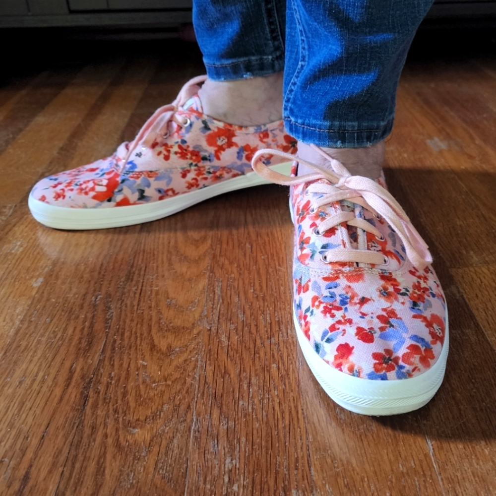 Keds Women's Champion Floral Botanical Pink Flower Shoes